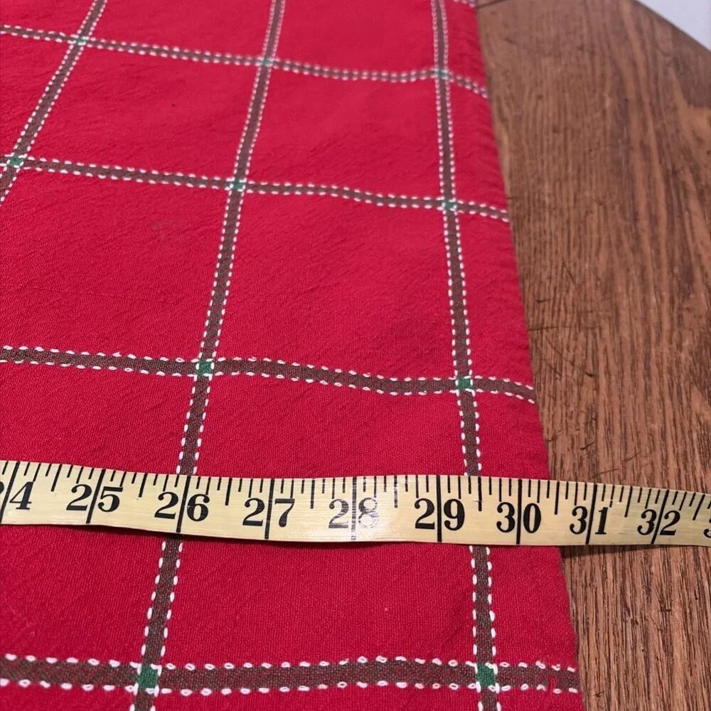 Vintage Red Tartan Plaid Tablecloth Cotton Colorful Holiday Cottagecore 48X60